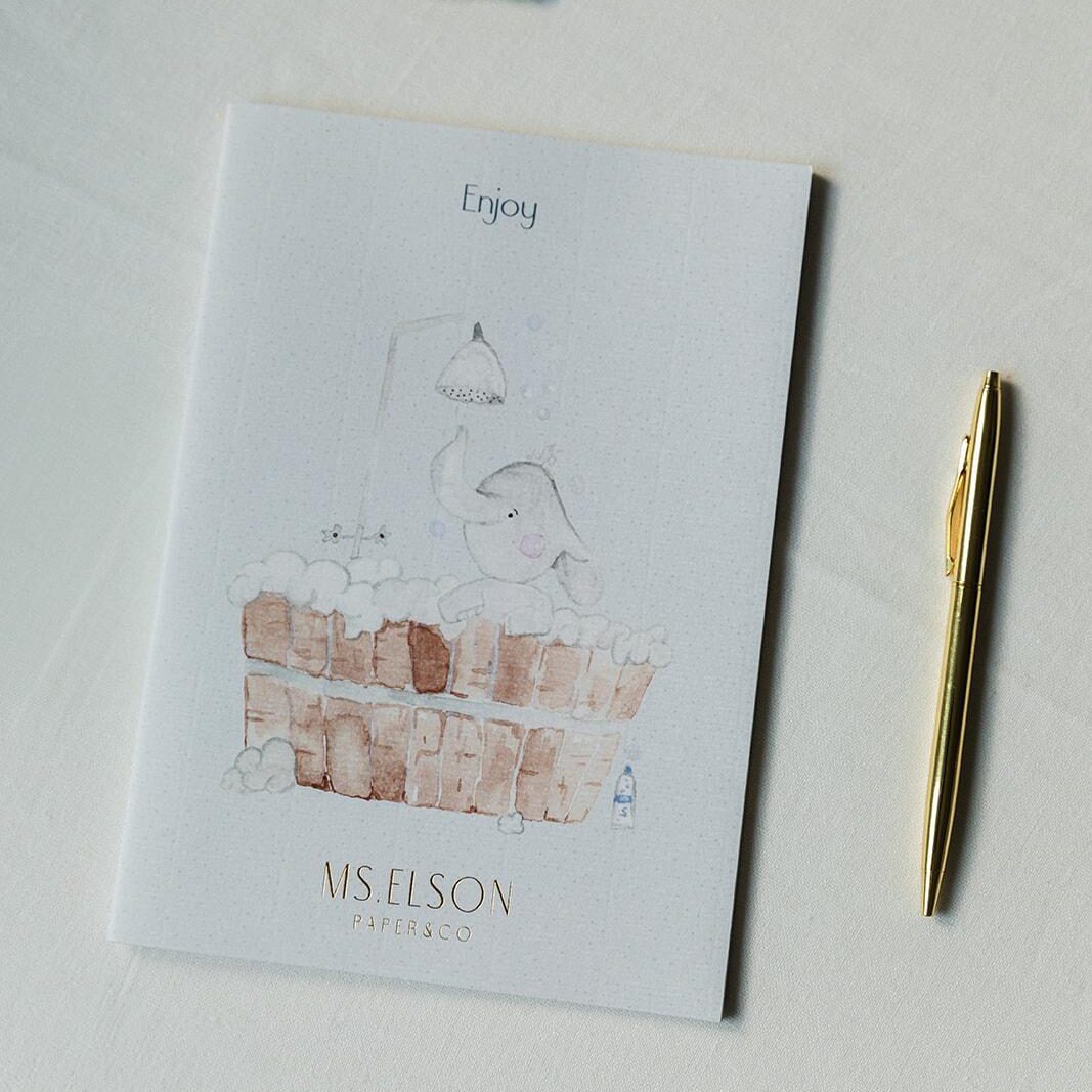 Philip the elephant takes a shower notebook